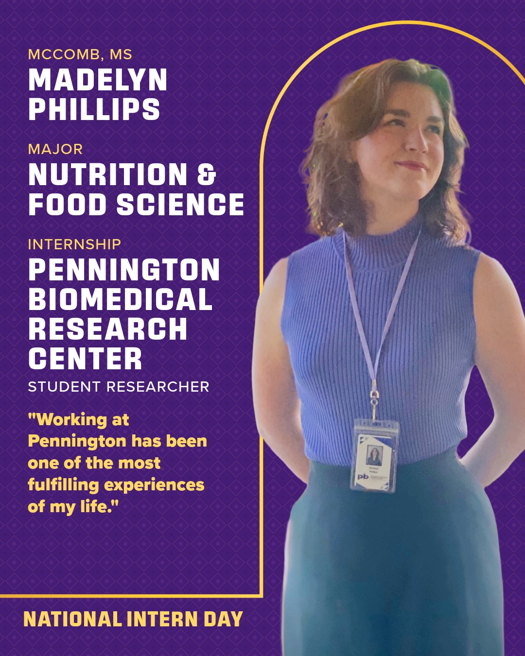 Intern Day photo and quote by Madelyn Phillips; text version follows at bottom of page.