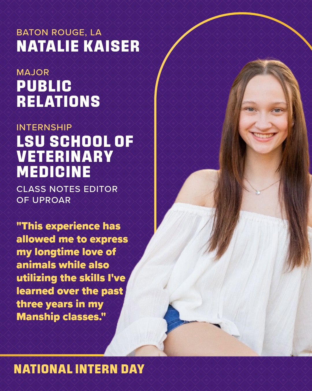 Intern Day photo and quote by Natalie Kaiser; text version follows at bottom of page.