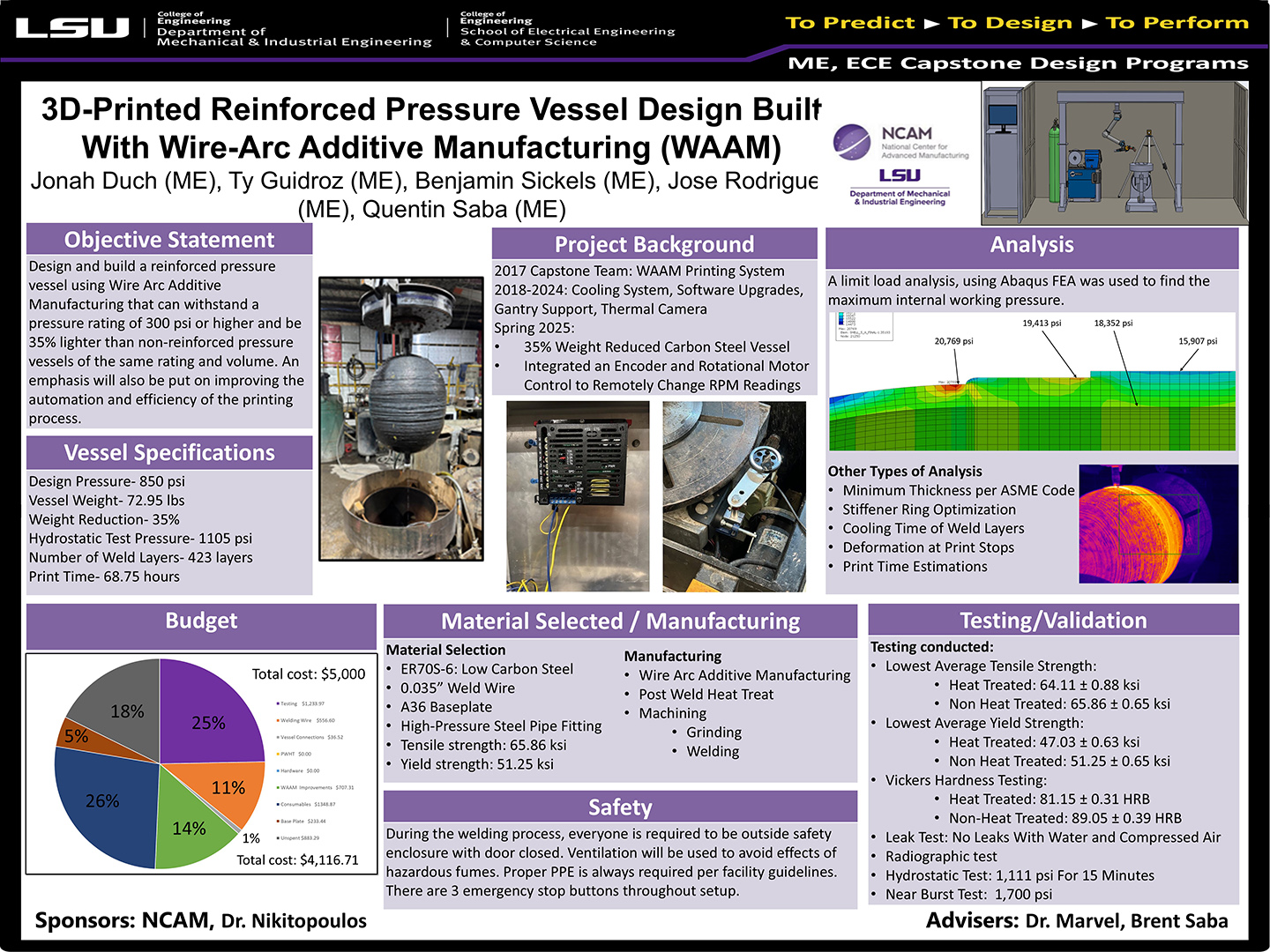 Project 15: 3D-Printed Reinforced Pressure Vessel Design and Build with Wire-Arc Additive Manufacturing (WAAM) (2025)