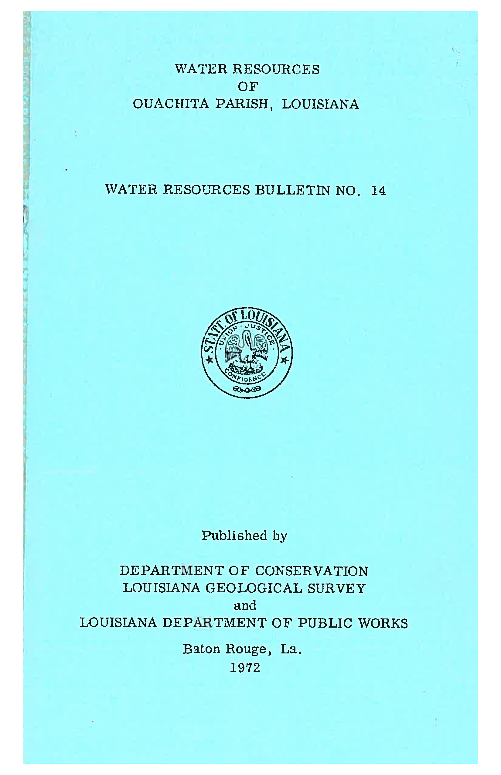 Water Resources of Ouachita Parish, Louisiana.